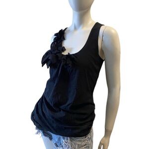 Sweet Pea by Stacy Frati Mesh 3D Flower Design Tank Top Sz L